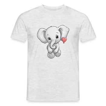 Elefant mit Herz - Männer T-Shirt - Grau meliert - Vorne - AI Model Male 178 dark (178cm)
