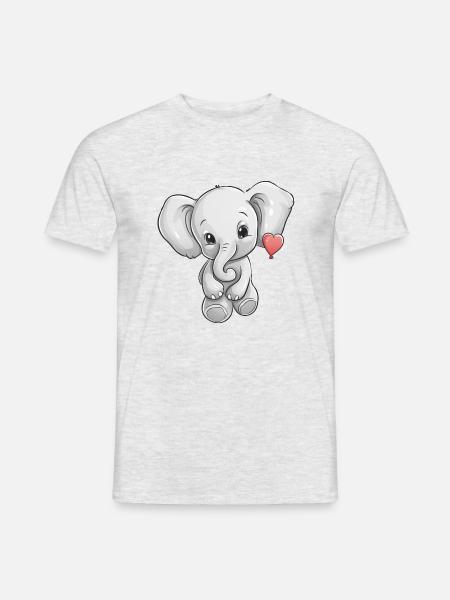 Elefant mit Herz - Männer T-Shirt - Grau meliert