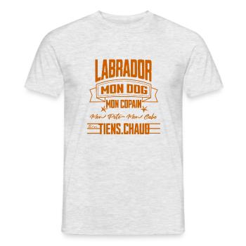 "Labrador T-shirt My Buddy" CO - Men's T-Shirt - heather grey - Front - AI Model Male 178 dark (178cm)