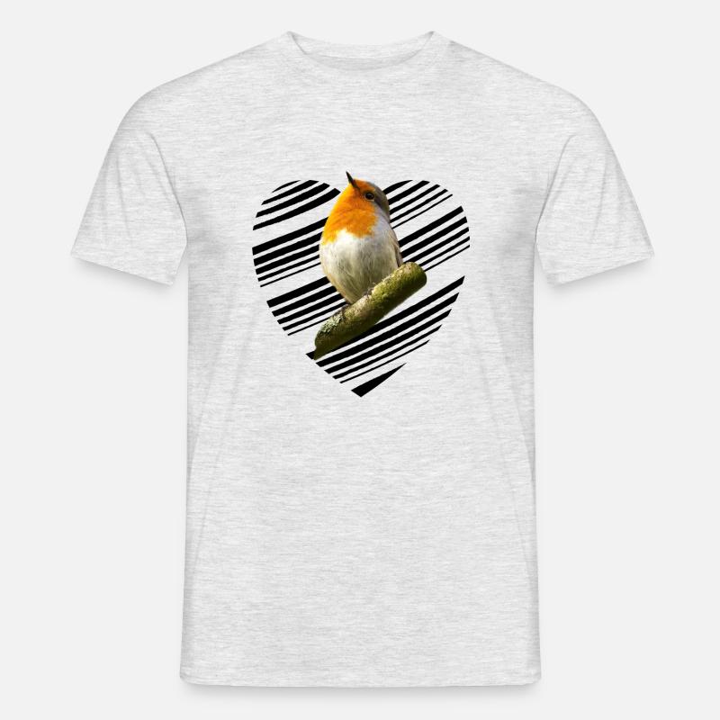 Rotkehlchen robin Erithacus rubecula - Männer T-Shirt - Grau meliert