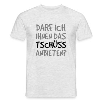 Darf ich Ihnen das Tschüss anbieten - Farbwechsel - Männer T-Shirt - Grau meliert - Vorne - AI Model Male 178 dark (178cm)