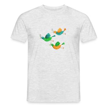 Trois oiseaux - T-shirt homme - gris chiné - Devant - AI Model Male 178 dark (178cm)