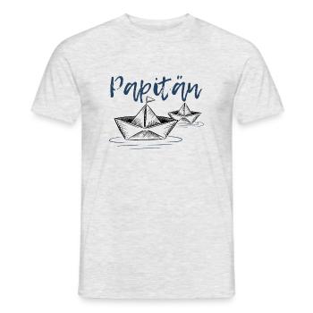 Papitän Vater lustige Sprüche Vatertag Schifffahrt - Männer T-Shirt - Grau meliert - Vorne - AI Model Male 178 dark (178cm)