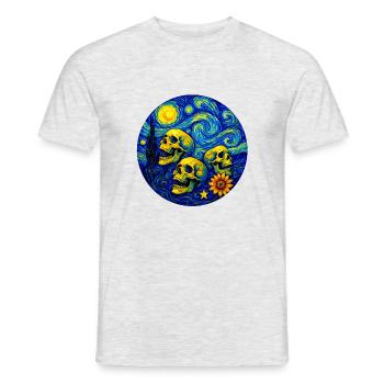 Van Gogh Schädel - Männer T-Shirt - Grau meliert - Vorne - AI Model Male 178 dark (178cm)