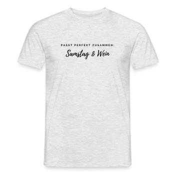 Samstag und Wein - Männer T-Shirt - Grau meliert - Vorne - AI Model Male 178 dark (178cm)
