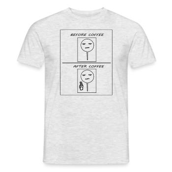 Before coffee / after coffee - Men's T-Shirt - heather grey - Front - AI Model Male 178 dark (178cm)