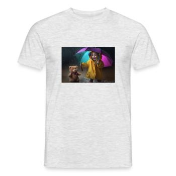 Little girl playing in the rain - Männer T-Shirt - Grau meliert - Vorne - AI Model Male 178 dark (178cm)