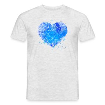 Herz Explosion (blau) - Männer T-Shirt - Grau meliert - Vorne - AI Model Male 178 dark (178cm)