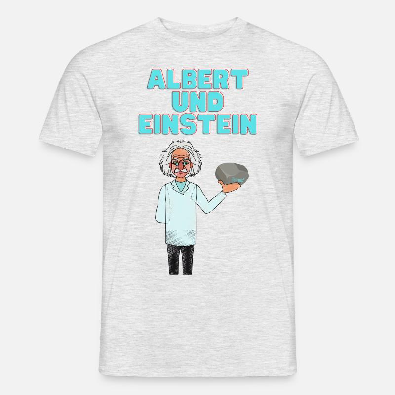 Albert und ein Stein - Männer T-Shirt - Grau meliert