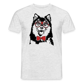FINNISCHER LAPPHUND Brille Hunde Hund Wilsigns - Männer T-Shirt - Grau meliert - Vorne - AI Model Male 178 dark (178cm)
