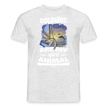 Delfin Delfinschule Säugetier Meer Delfinarium - Männer T-Shirt - Grau meliert - Vorne - AI Model Male 178 dark (178cm)