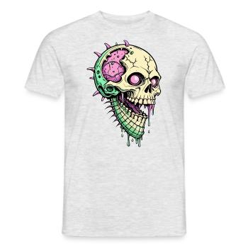 Ice cream Skull // Skull Ice // Summer SS0119 - Men's T-Shirt - heather grey - Front - AI Model Male 178 dark (178cm)