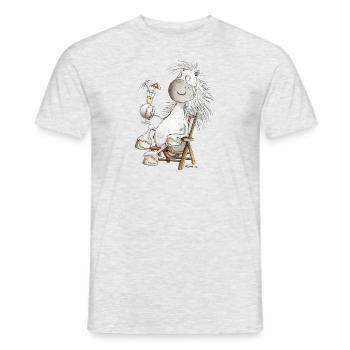 Horse in deckchair cocktail summer chilling horses - Men's T-Shirt - heather grey - Front - AI Model Male 178 dark (178cm)