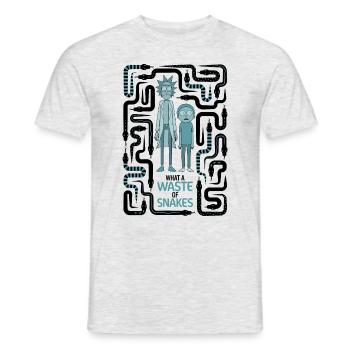 Rick & Morty Snake Labyrinth - Männer T-Shirt - Grau meliert - Vorne - AI Model Male 178 dark (178cm)
