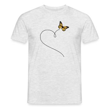 Papillon avec coeur - T-shirt homme - gris chiné - Devant - AI Model Male 178 dark (178cm)