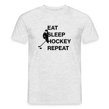 MANGER, DORMIR, HOCKEY, Berger préféré, sport préféré - T-shirt homme - gris chiné - Devant - AI Model Male 178 dark (178cm)