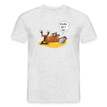 Droll Horse Wallows For Horses Friend Saying - Men's T-Shirt - heather grey - Front - AI Model Male 178 dark (178cm)