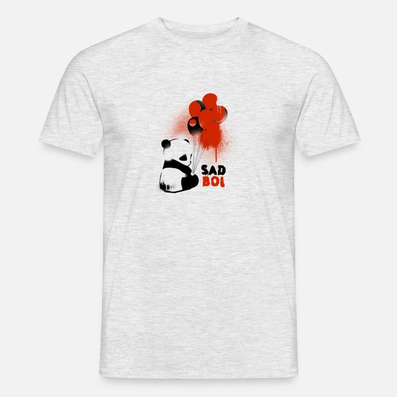 Sad Boi Panda mit Luftballons Graffiti - Männer T-Shirt - Grau meliert