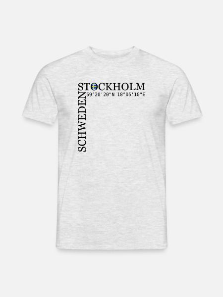 Stockholm Schweden Koordinaten Skandinavien - Männer T-Shirt - Grau meliert