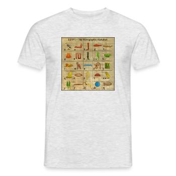 L'alphabet hiéroglyphique - T-shirt homme - gris chiné - Devant - AI Model Male 178 dark (178cm)