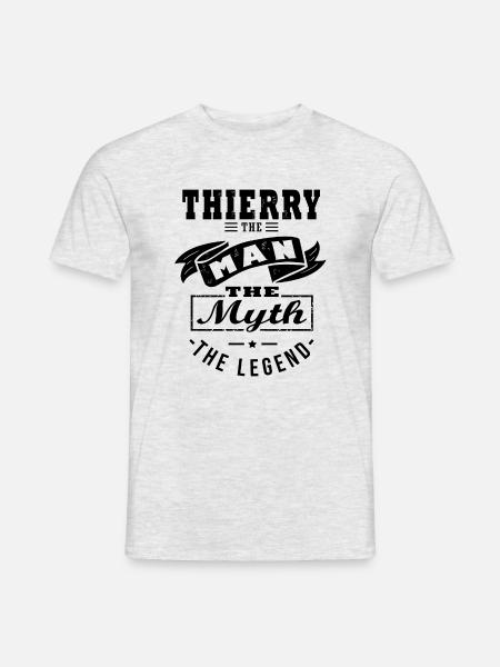 Thierry cadeau personnalisé prénom thierry - T-shirt homme - gris chiné