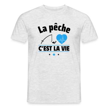 la pêche c est la vie,Pêche,Pêcheur,pêcheur - T-shirt homme - gris chiné - Devant - AI Model Male 178 dark (178cm)