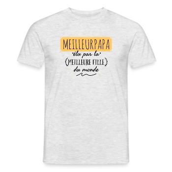 Meilleur papa élu par la meilleure fille du monde. - T-shirt homme - gris chiné - Devant - AI Model Male 178 dark (178cm)