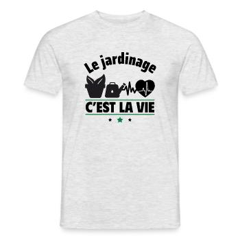 le jardinage c est la vie,jardinie,jardinière - T-shirt homme - gris chiné - Devant - AI Model Male 178 dark (178cm)
