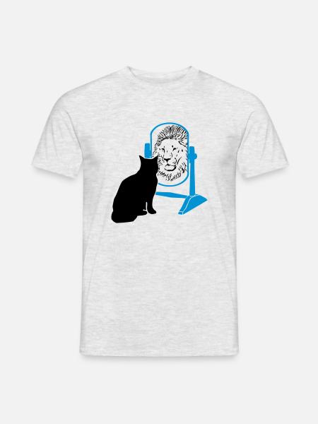 katze - löwe - spiegel - Männer T-Shirt - Grau meliert