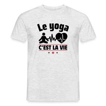 le yoga c est la vie - T-shirt homme - gris chiné - Devant - AI Model Male 178 dark (178cm)
