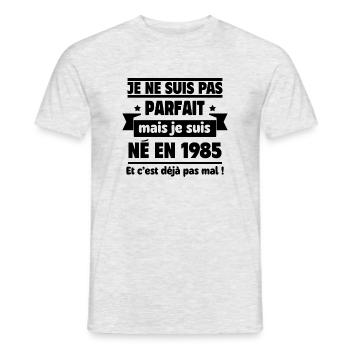 pas parfait né en1985 cadeau anniversaire 40 ans - T-shirt homme - gris chiné - Devant - AI Model Male 178 dark (178cm)