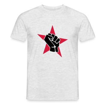 Roter Stern mit Faust - Männer T-Shirt - Grau meliert - Vorne - AI Model Male 178 dark (178cm)