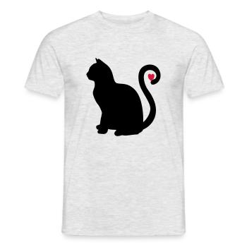 katze schwarz herz - Männer T-Shirt - Grau meliert - Vorne - AI Model Male 178 dark (178cm)