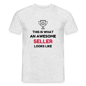 Vendeur / Vendeuse / Magasin / Métier / Job - T-shirt homme - gris chiné - Devant - AI Model Male 178 dark (178cm)