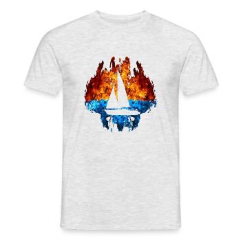 Sail Red Blue Fire Sailboat Sailor Sailing - Men's T-Shirt - heather grey - Front - AI Model Male 178 dark (178cm)