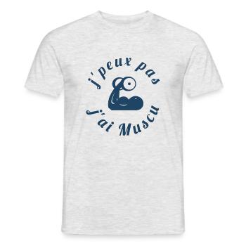 Jeux pas j'ai muscu - T-shirt homme - gris chiné - Devant - AI Model Male 178 dark (178cm)