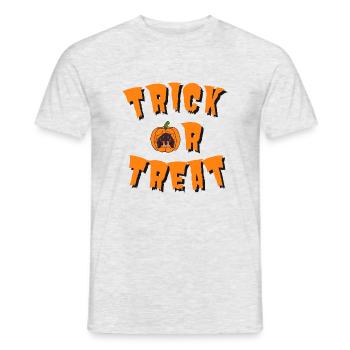 TRICK OR TREAT Kürbis Hund T-Shirt - Männer T-Shirt - Grau meliert - Vorne - AI Model Male 178 dark (178cm)