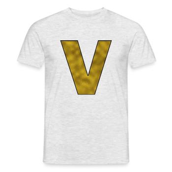 Lettre V Or - T-shirt homme - gris chiné - Devant - AI Model Male 178 dark (178cm)