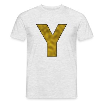 Lettre Y Or - T-shirt homme - gris chiné - Devant - AI Model Male 178 dark (178cm)