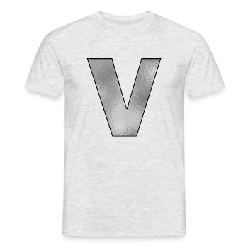 Lettre V Argent - T-shirt homme - gris chiné - Devant - AI Model Male 178 dark (178cm)
