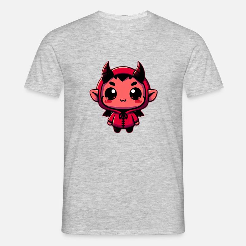 Chibi Roter Teufel - Männer T-Shirt - Grau meliert
