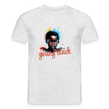 jeune noir - T-shirt homme - gris chiné - Devant - AI Model Male 178 dark (178cm)