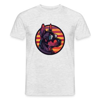 Dobermann Hund Cool Comic - Männer T-Shirt - Grau meliert - Vorne - AI Model Male 178 dark (178cm)
