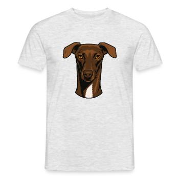 Galgo Español Portrait de tête - 20250604 - T-shirt homme - gris chiné - Devant - AI Model Male 178 dark (178cm)