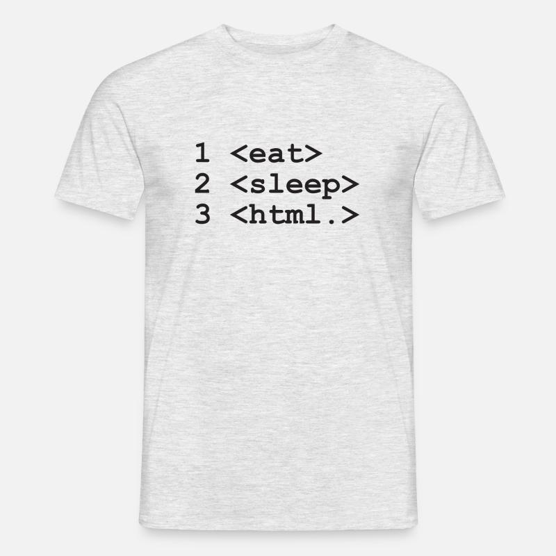 eat sleep html Nerd - Männer T-Shirt - Grau meliert