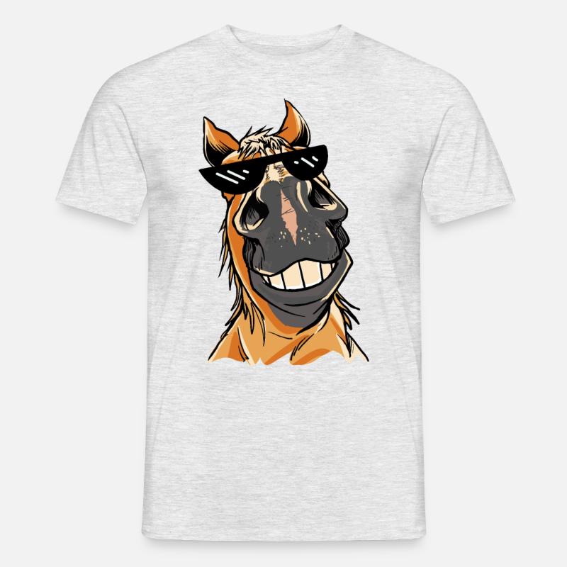 Meme Pferd Pferde Brille Sonnenbrille - Männer T-Shirt - Grau meliert