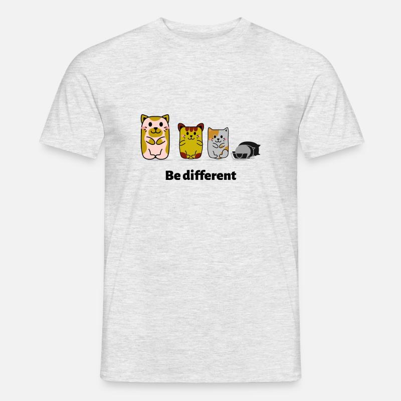 Cats "Be different" - Männer T-Shirt - Grau meliert