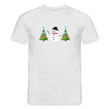 Snowman with Christmas tree Christmas tree - Men's T-Shirt - heather grey - Front - AI Model Male 178 dark (178cm)