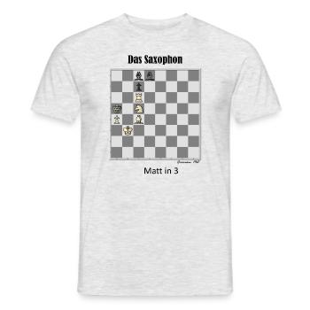 Schachproblem "Das Saxophon" als T-Shirt - Männer T-Shirt - Grau meliert - Vorne - AI Model Male 178 dark (178cm)