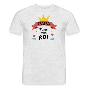Papa tu es mon roi - T-shirt homme - gris chiné - Devant - AI Model Male 178 dark (178cm)